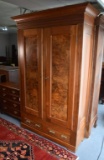 19th C. Victorian Burl Walnut Wardrobe