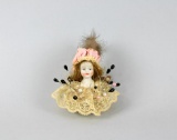 Half Doll Potpourri Pincushion with Human Hair
