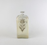 Antique Spirits Bottle with Worn Silver Overlay