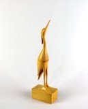 Vintage Signed Folk Art Hand Carved Heron / Crane Bird, Cherokee, NC 1972