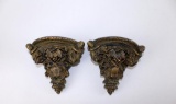 Pair of Antique Ornate Chalkware Wall Sconces / Brackets