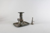 Vintage Silver Plate Chamber Candle Holder with Telescoping Bobeche & Snuffer