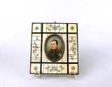 Delaroche (French, XIX-XX) Antique Miniature Portrait Painting of Napoleon, Piano Key Frame