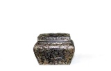 Butterfly Motif Silver Plated Heavy Tin Repousse Lidded Caddy
