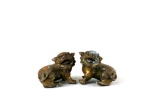 Pair of Antique Bronze Chinese Foo Dogs / Lions