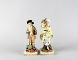 Pair of Antique Staffordshire Pearlware Figurines of Gardener & Falconer