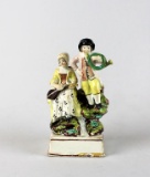 Antique Staffordshire Pearlware Figurine of Two Rural Musicians