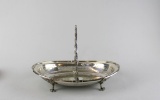 Silver Plated Footed Reticulated Basket with Swing Handle