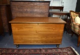 Ca. 1865 Amish Handmade Poplar Blanket Chest with Bun Feet, Oxford, PA