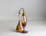 Antique Pink Glass Perfume Bottle with Atomizer