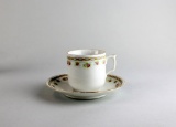 Otto Grunert Pink Roses Band China Teacup & Saucer, Germany