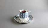 Crown Staffordshire Blue Stripes (F9213) China Teacup & Saucer, England