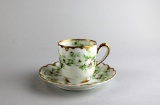 Theo. Haviland Limoges Green White Roses China Teacup & Saucer, France