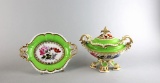 Antique Chamberlains Worcester Footed Sauce Tureen with Underplate, England