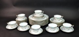 Royal Tettau “Elegance” Blue with Gold Trim 42 Piece China Set, Germany