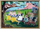 Pair of Framed Paint by Number Disney Scenes from Alice in Wonderland & Pinocchio