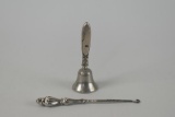 Two Sterling Silver Items: Webster Co. Bell & Shoe Hook