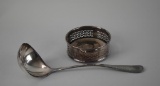 Lot of Two Silver Plated Items: Wilcox Co. Ladle & Wine Bottle Coaster