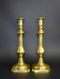 Pair of Antique 15.5” Brass Candle Sticks