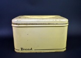 Vintage Metal Tin Yellow Bread Box