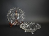 Two Fostoria American Clear Glass Serving Pieces: Platter & Footed Bowl