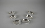 Set of Six Sterling Silver Salt Dips, Monogrammed