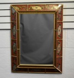 Contemporary South Cone Trading Co. Polychrome Glass and Gilt Metal Mirror