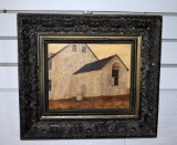 Allan Nance (American, b. 1940) “Stucco Farm—Chad's (Sic) Ford” Acrylic on Masonite, Signed Lower Rt