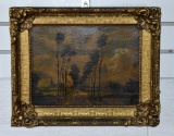 Continental School (XIX-XX) Path Lined with Trees, Oil on Board, Unsigned