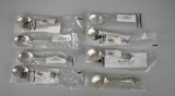 Set of 8 Wallace Silversmiths Grand Baroque Sterling Silver Cream Soup Spoons