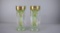Antique Pair of Bohemia Green Glass Lusters, Hand Painted