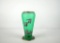 Vintage Frosted Green Glass Silver Overlay Vase