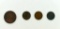 1865, 1880 and 1882 Indian Head Pennies and a Large Cent