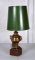 Brass Small Samovar Table Accent Lamp with Green Shade