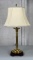 Polished Brass Candlestick Table Lamp with Cream Silk-O-Lite Shade