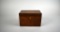 Wooden Compartmented Tea Caddy Box with Floral Inlay on Lid