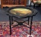 C. 1850 Hand Painted and Black Lacquer Papier Mache Tray with Custom Made Black Lacquer Stand