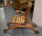 Antique Pressed Oak Convertible Highchair and Stroller with Caned Seat