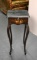Hand Decorated Black Lacquer Stand with Storage Compartment under Hinged Top