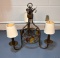 Three Light Farmhouse Style Chandelier with Roosters Motif