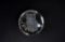 Round Clear Glass Owl Reverse Etched Intaglio Paperweight