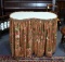 Kidney Shaped Glass Top Skirted Table, Antique Table Base