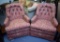 Pair of Rose Color Print Upholstered Armchairs