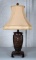 Bronze Finish Chinoiserie Table Lamp with Silk Shade