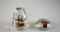 Two Decorative Paperweights with Bird Themes: Lucite Obelisk & Round Glass