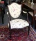 French Style Carved Armchair with Embroidered Bird and Vine Upholstery