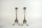 Pair of Elegant Brass Candlesticks with Prisms, Hoof Feet