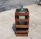 Antique Geo. W. Banker's Green Glass Demijohn and Wooden Tilting Pouring Case
