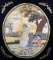 Antique Pastoral Silk on Silk Embroidery Folk Art, Framed