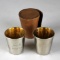 Pair of Silver Plate Shot Glasses and Leather Pocket Wrapper